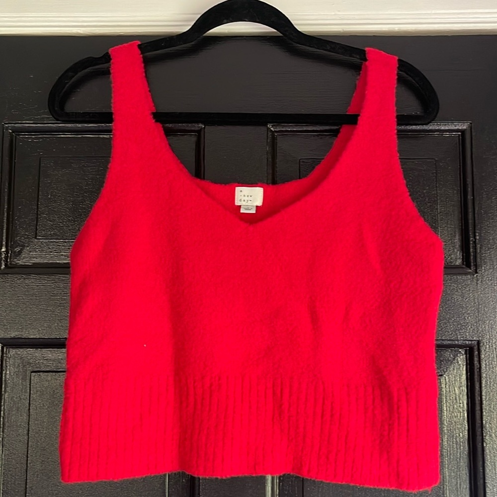 Red fuzzy crop top